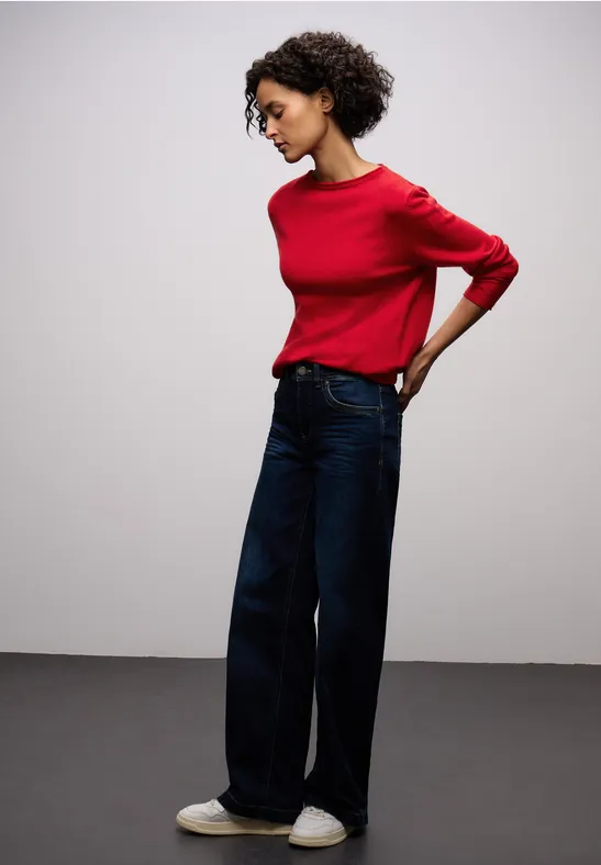 Sweter z podwiniętym dołem racing red