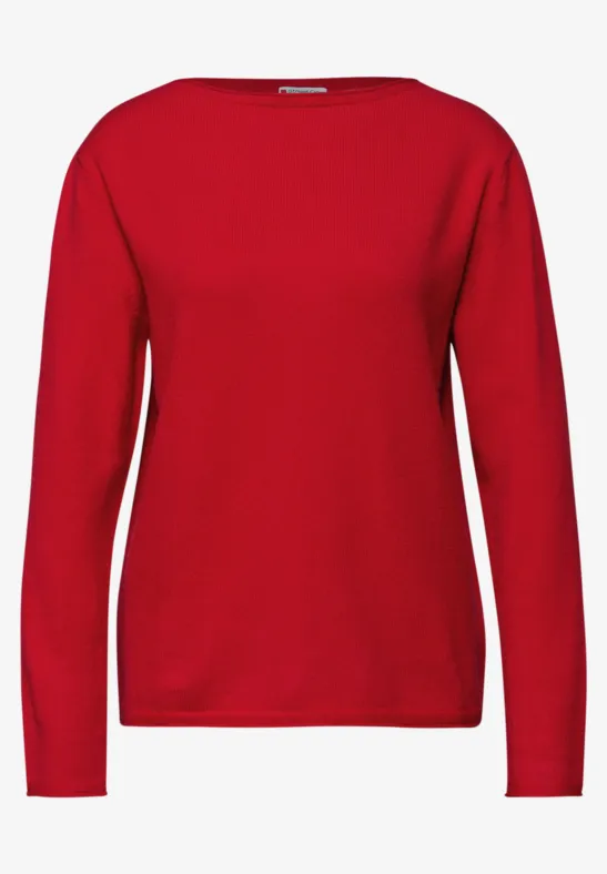 Sweter z podwiniętym dołem racing red