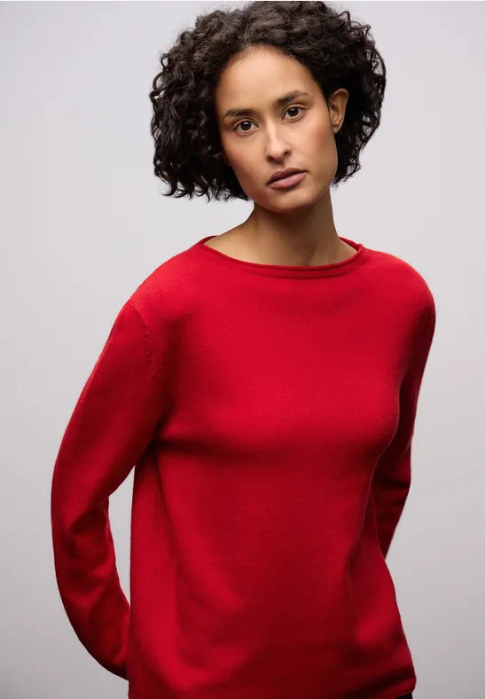 Sweter z podwiniętym dołem racing red