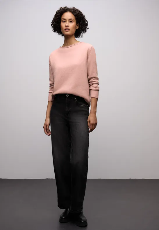 Pullover mit gerolltem Saum faded rose mel.