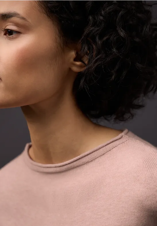 Pullover mit gerolltem Saum faded rose mel.
