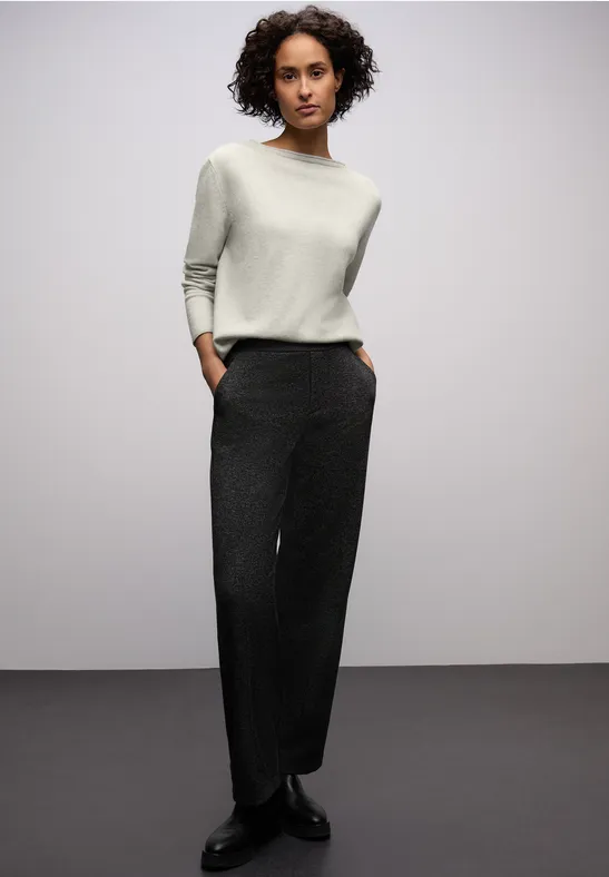 Pullover mit gerolltem Saum pelican grey mel.