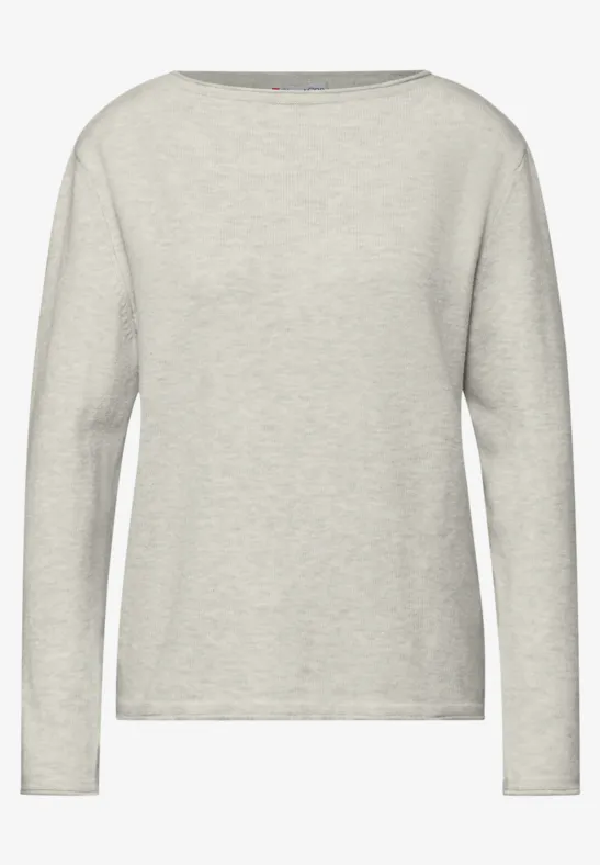 Pullover mit gerolltem Saum pelican grey mel.
