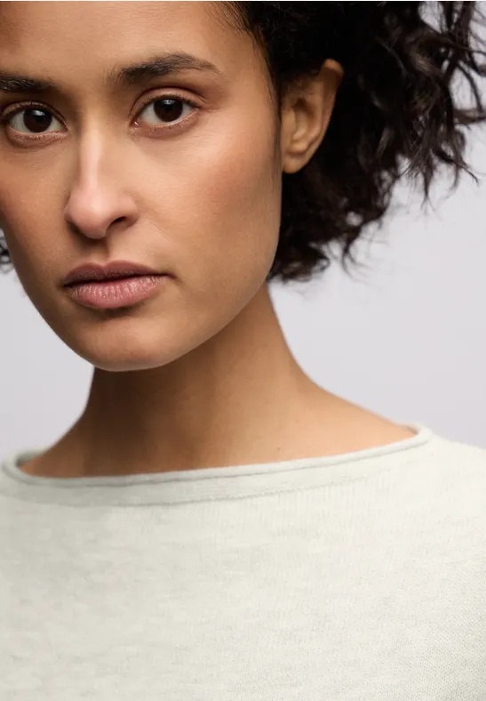 Pullover mit gerolltem Saum pelican grey mel.