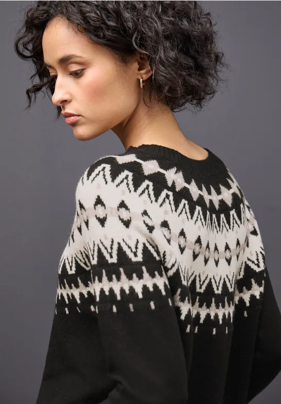 Pullover im Norweger-Look Black