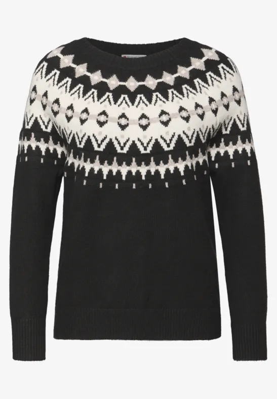 Pullover im Norweger-Look Black