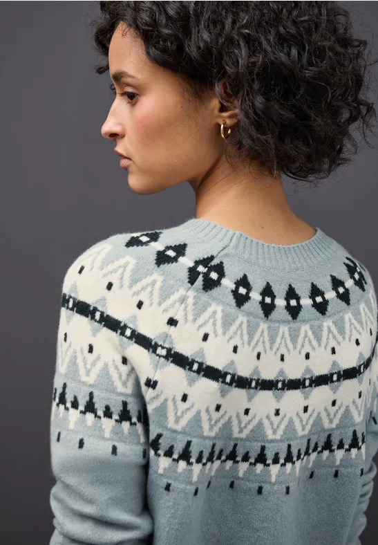 Pullover im Norweger-Look nile blue mel.