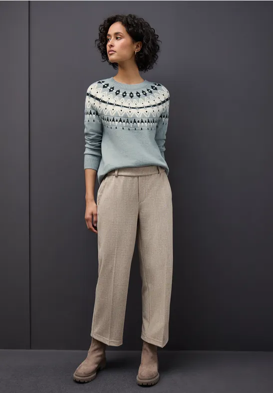 Pullover im Norweger-Look nile blue mel.