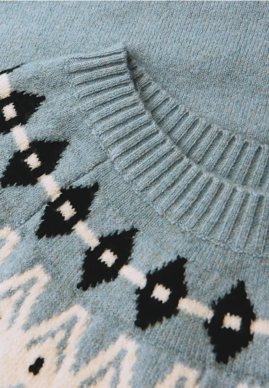 Pullover im Norweger-Look nile blue mel.