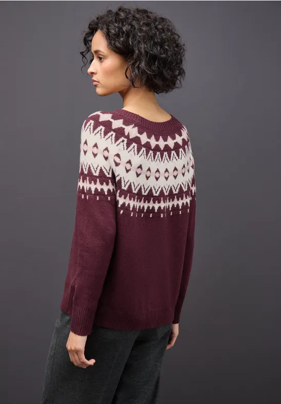 Pullover im Norweger-Look wildberry red