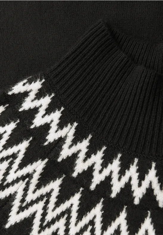 Pullover im Norweger-Look Black
