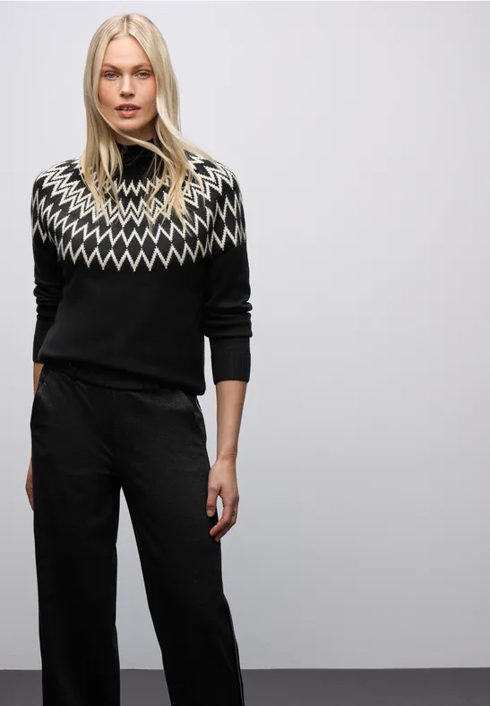 Pullover im Norweger-Look Black