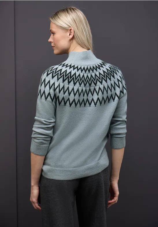 Pullover im Norweger-Look nile blue mel.