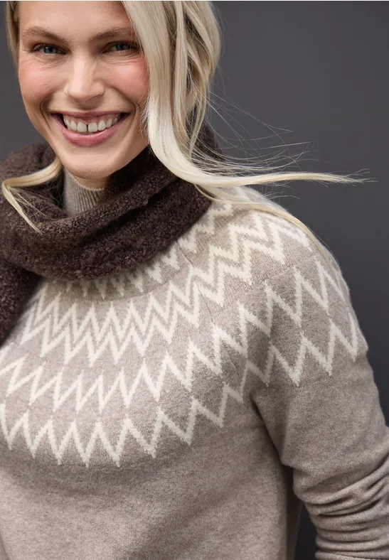 Pullover im Norweger-Look sandstone mocha mel.