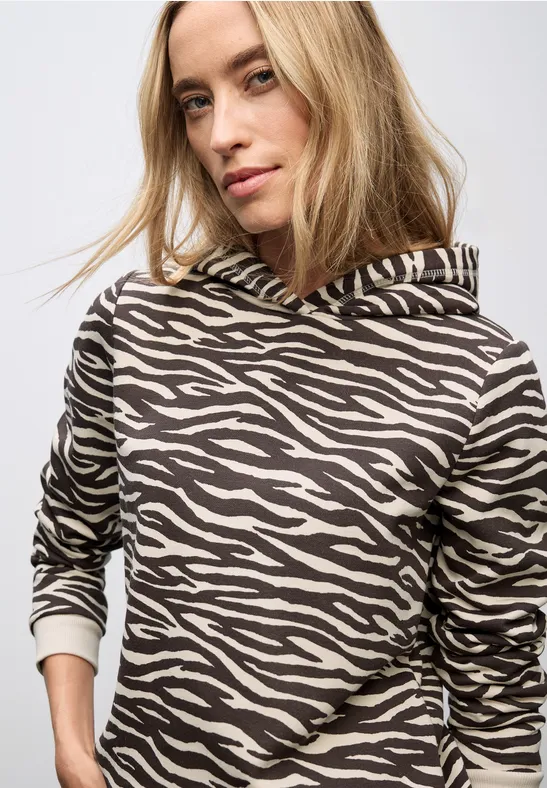 Gemusterter Hoodie deep roast brown