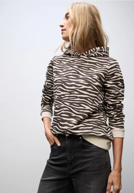Gemusterter Hoodie deep roast brown