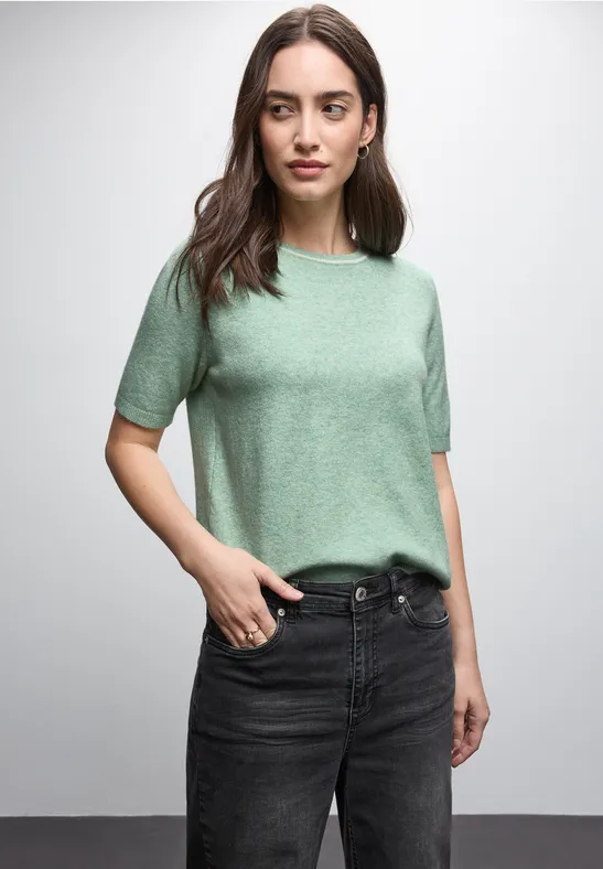 Kurzarm Pullover serene green mel.