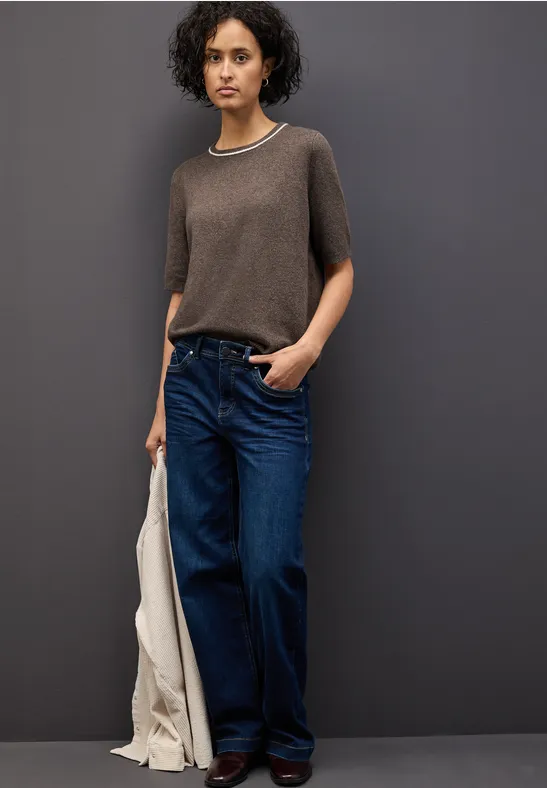 Pull à manches courtes dark nomad brown mel.