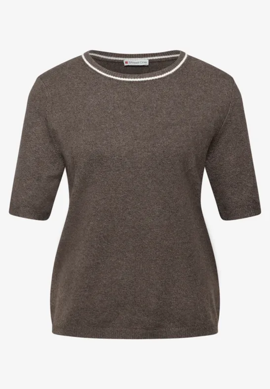 Pull à manches courtes dark nomad brown mel.