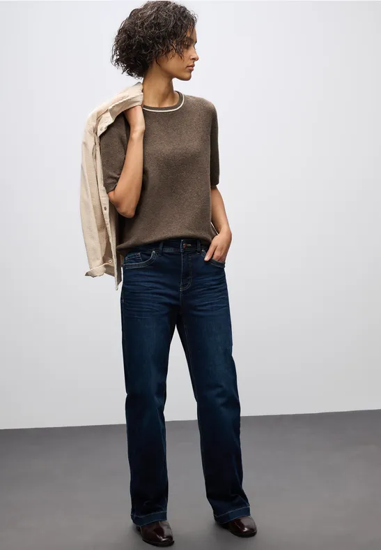 Pull à manches courtes dark nomad brown mel.