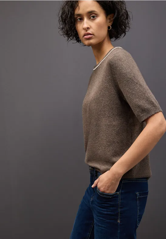 Pull à manches courtes dark nomad brown mel.