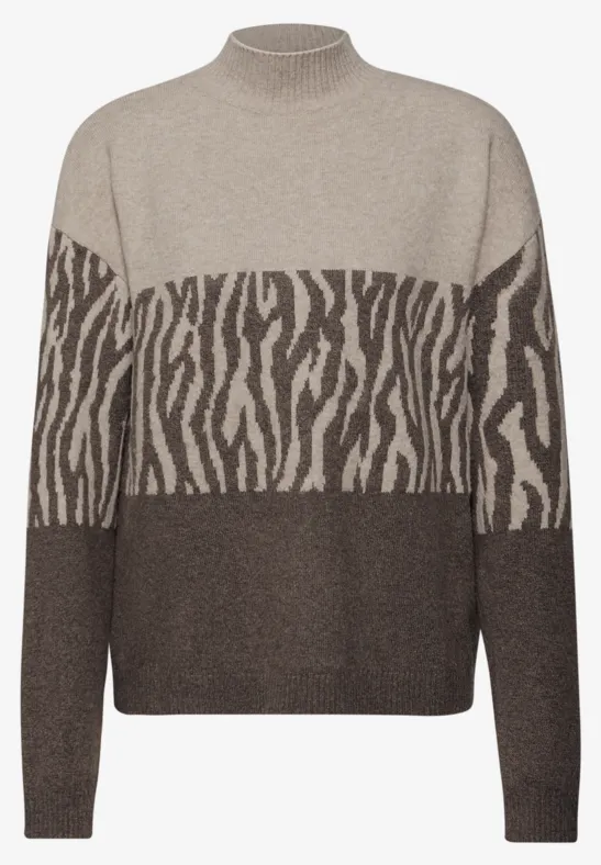Color-Block Jacquard Sweater dark nomad brown mel.