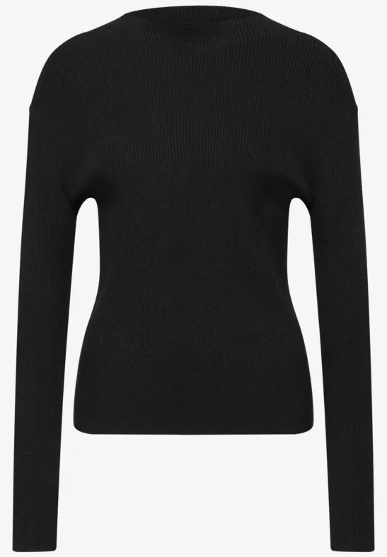 Pullover in Rippstruktur Black