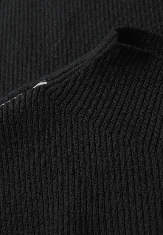 Pullover in Rippstruktur Black
