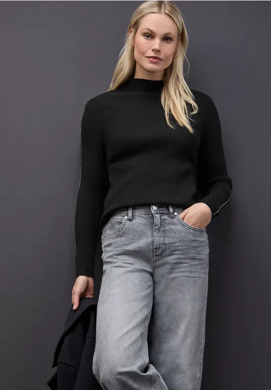 Pullover in Rippstruktur Black