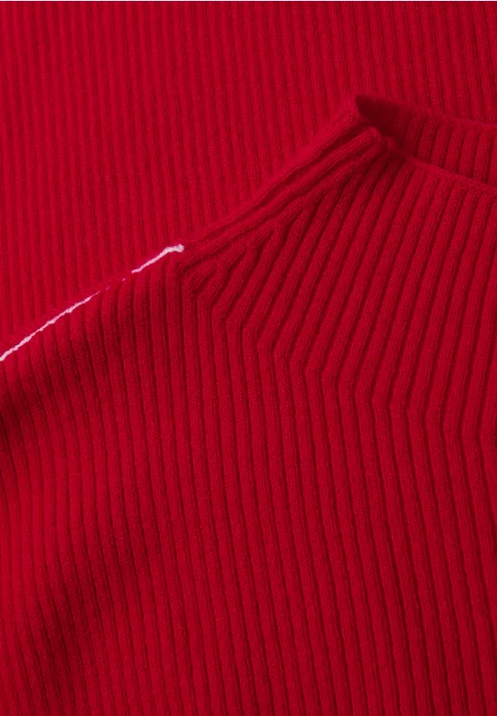 Pullover in Rippstruktur racing red