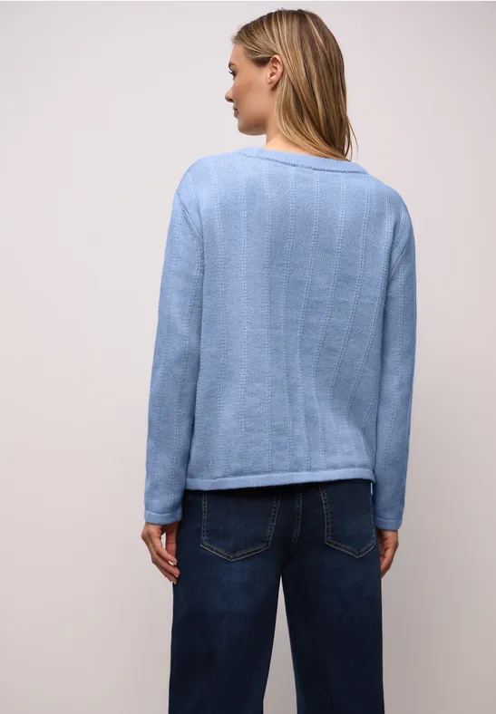 Pull structuré frosted blue mel.
