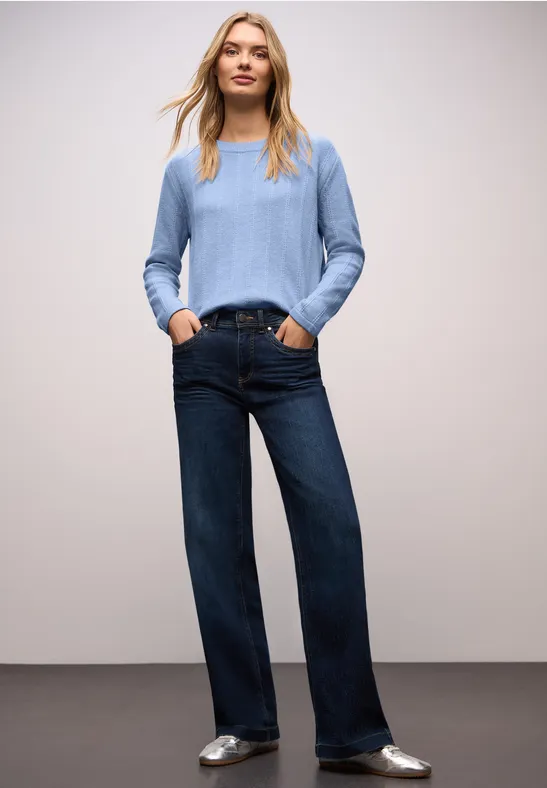 Pull structuré frosted blue mel.