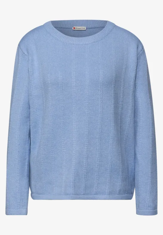 Pull structuré frosted blue mel.