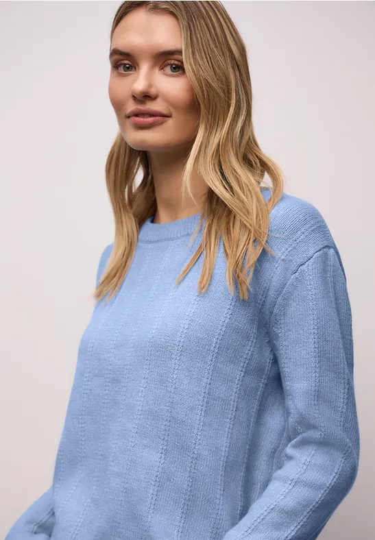 Pull structuré frosted blue mel.
