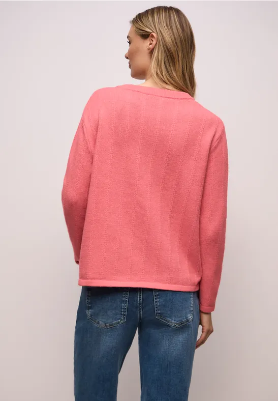 Strukturpullover striking coral mel.