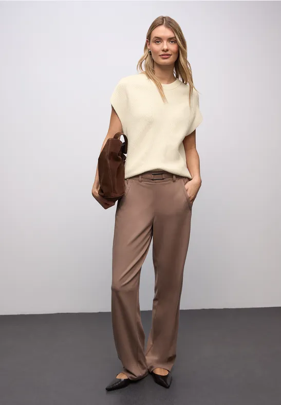 Ärmelloser Chenille Pullover soft beige