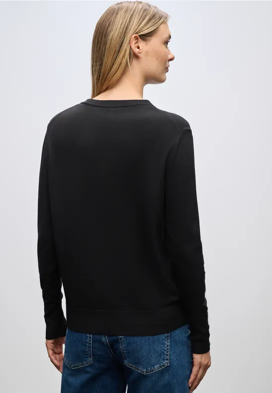 Pullover mit Knopfdetail Black