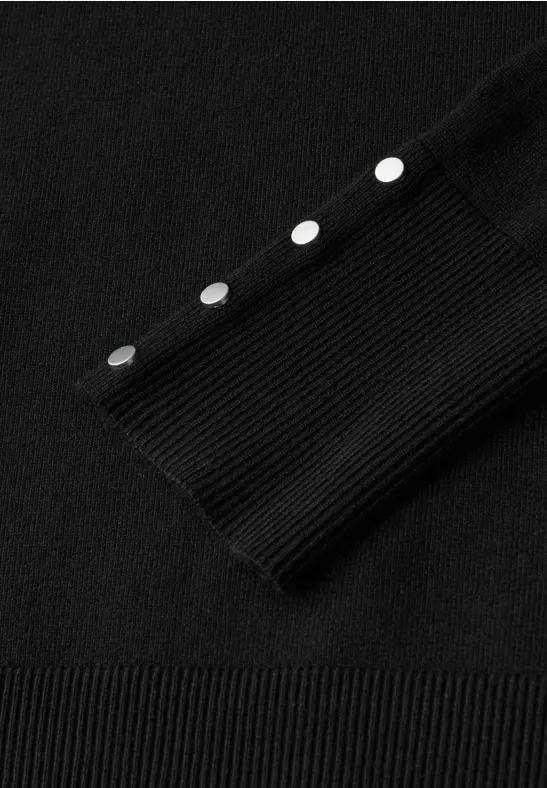 Pullover mit Knopfdetail Black