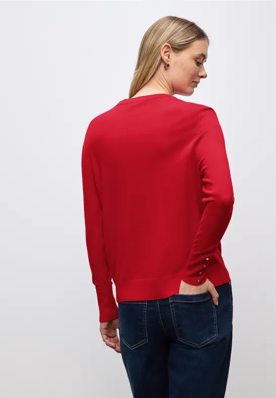 Pullover mit Knopfdetail racing red