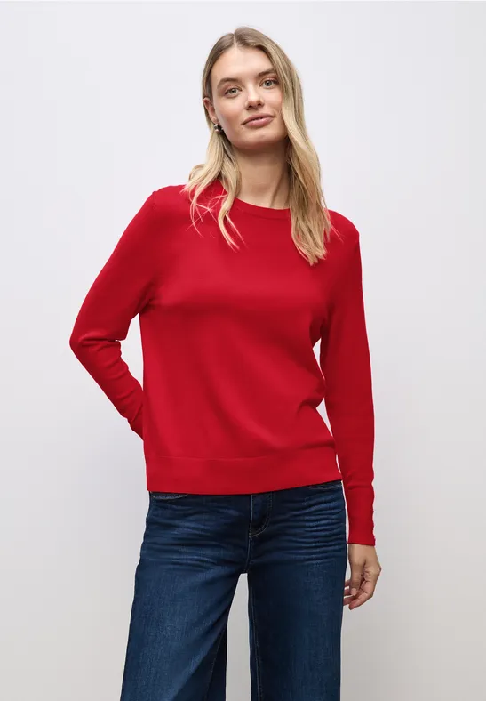 Pullover mit Knopfdetail racing red