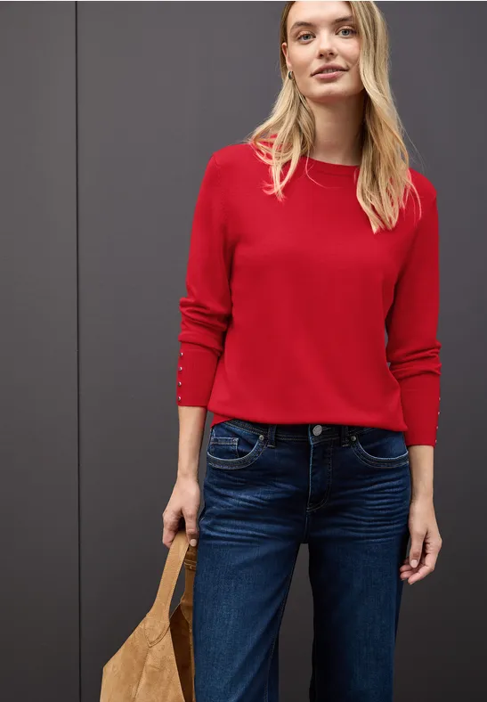 Pullover mit Knopfdetail racing red
