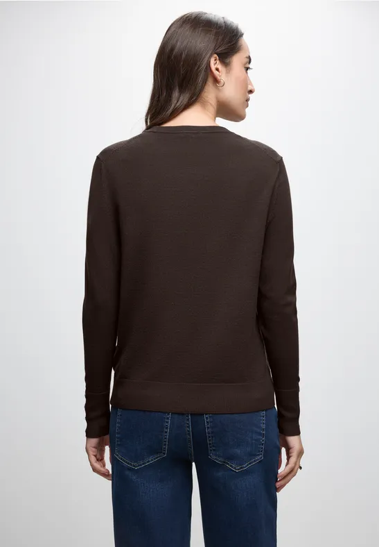 Pullover mit Knopfdetail deep roast brown