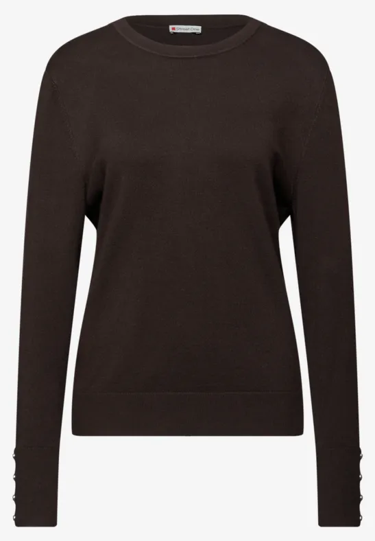 Pullover mit Knopfdetail deep roast brown