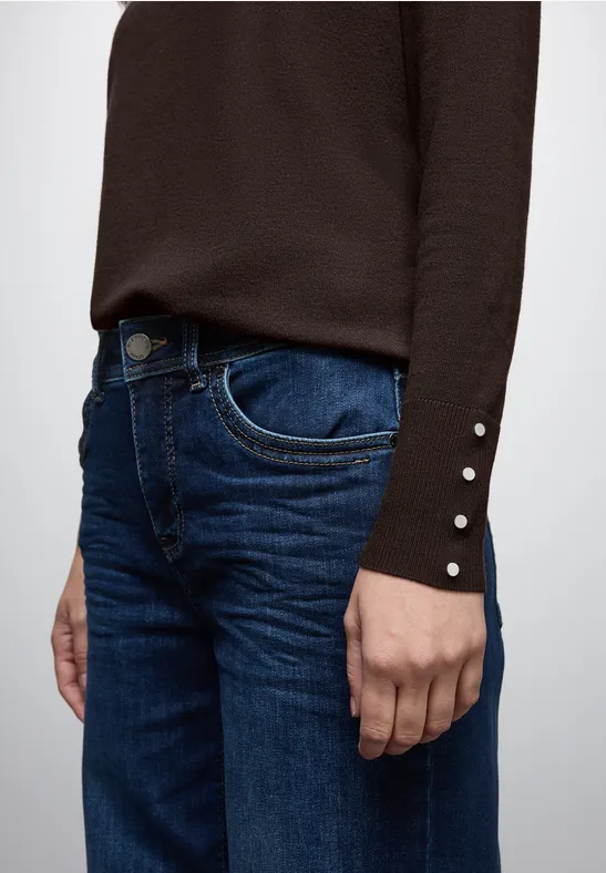 Pullover mit Knopfdetail deep roast brown
