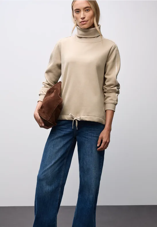 Sweatshirt mit Stehkragen sanded beige