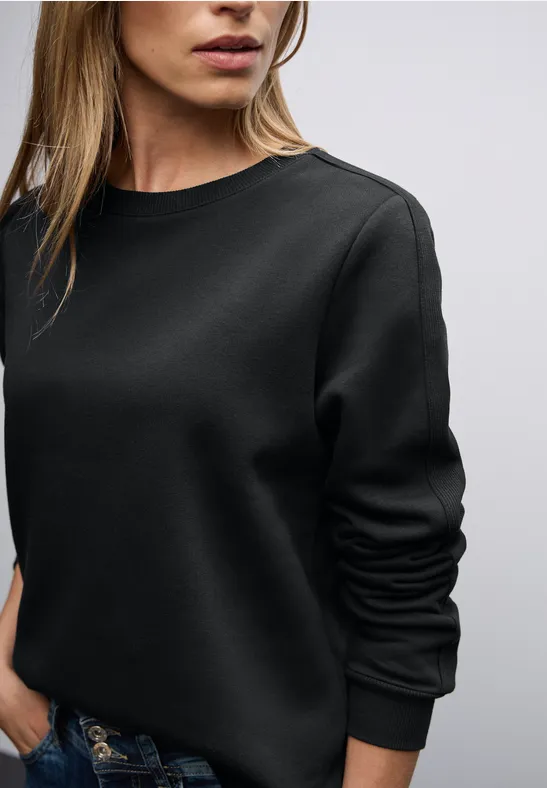 Sweatshirt mit Rippdetail Black
