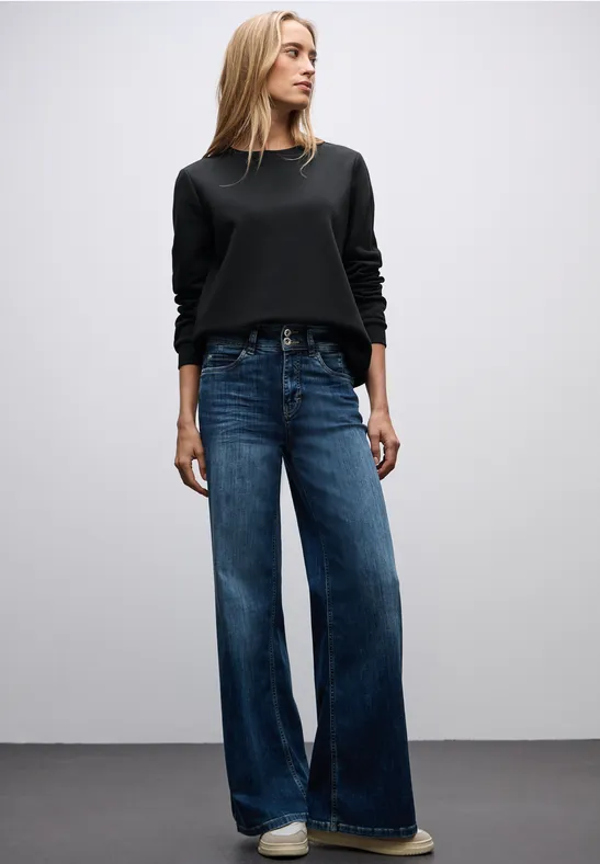 Sweatshirt mit Rippdetail Black