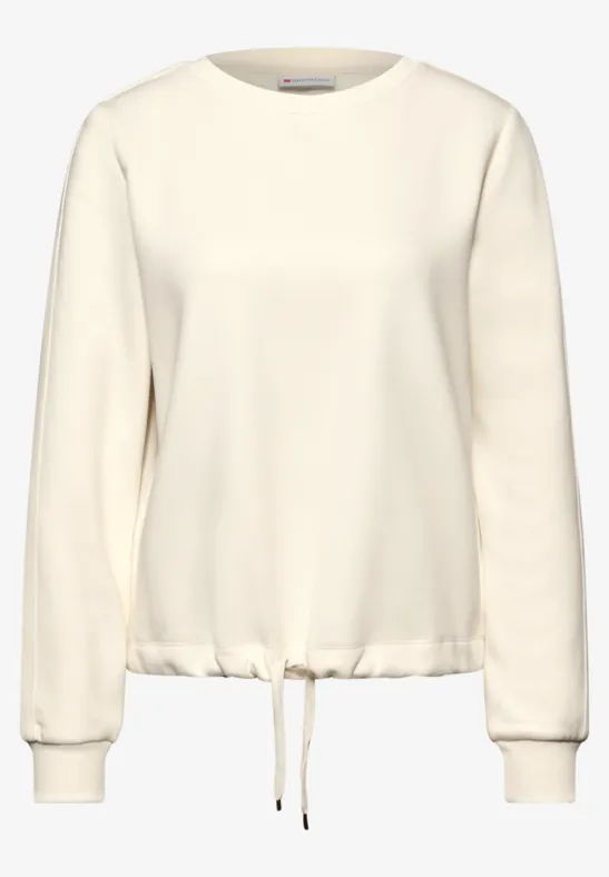Sweatshirt mit Rippdetail soft beige