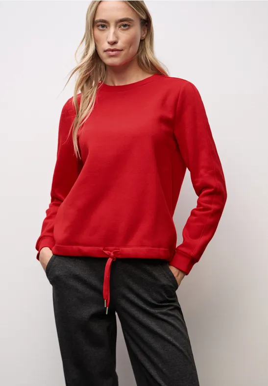 Sweatshirt mit Rippdetail racing red