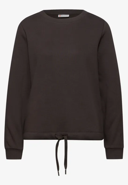 Sweatshirt mit Rippdetail darkest brown